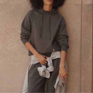 Daily Practice Anthropologie Dark Gray Grey High Neck Slim Pullover Hoodie XXS
